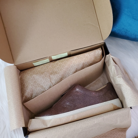 Frye Lena Metallic Leather Embossed Snake Sneakers - Picture 8 of 8